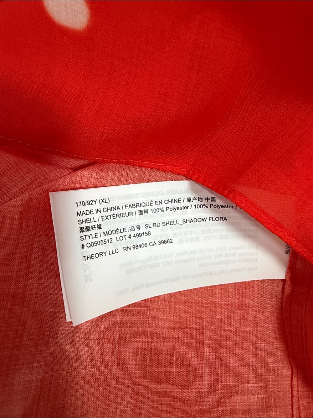 Theory Red Sleeveless Floral Button-Front Blouse XL - Picture 5 of 5
